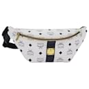 MCM Vicetos Logogram Waist bag PVC Leather White Auth S1580