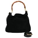 GUCCI Bamboo Shoulder Bag Leather Suede 2way Black 001 1014 1577 Auth 78086 - Gucci