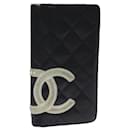 CHANEL Cambon Line Wallet Leather Black CC Auth 79854 - Chanel