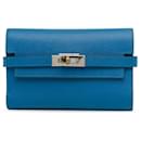 Portefeuille Hermès Kelly Depliant en Epsom bleu moyen