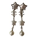 CC A17B GHW Boucles d'oreilles Long Logo Pearl Star boîte - Chanel