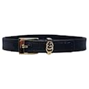 Bracelet en cuir Gucci Double G noir et or en excellent état