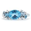 HANA Blue Topaz Diamond Ring 1.77ct, Size 11.5 in K18 White Gold for Women (Pre-owned) in Great Condition - & Other Stories