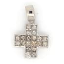 Pendente a croce in diamante K18WG 0,60CT in oro bianco in ottime condizioni - & Other Stories