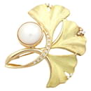 K18YG Mabe Perle environ 13.7mm et diamant 0.33Broche Pendentif Feuille ct en Or Jaune pour Femme, Occasion en excellent état - & Other Stories