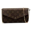 Borsa a spalla Louis Vuitton Monogram Pochette Felicie Chain M81896 in PVC marrone in ottime condizioni