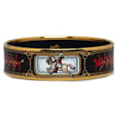 Hermes Enamel GM Horse Bangle Gold Black Multicolor in Very Good Condition - Hermès