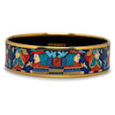 Hermes Enamel GM Indian Bangle Gold Blue Multicolor in Very Good Condition - Hermès