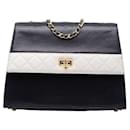 Chanel Two-Tone Leather Chain Shoulder Bag in Good Condition