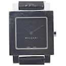 Reloj Bvlgari Quadrato de cuarzo, acero inoxidable, esfera negra en muy buen estado - Bulgari