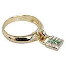 K18YG Yellow Gold Green Garnet Diamond Padlock Ring in Great Condition - & Other Stories