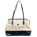 Kate Spade Canvas Enamel Leather Handbag Tote in Good Condition