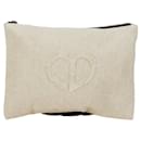 Dior Heart Logo Linen Pouch Beige in Excellent Condition