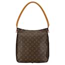 Sac à épaule Louis Vuitton Monogram Looping GM M51145 en cuir PVC marron en très bon état