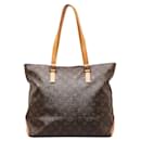 Bolsa tote de ombro Monogram Cabas Mezzo Louis Vuitton M51151 em couro PVC marrom em muito bom estado