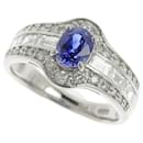 Platinum Pt900 Ring with Blue Sapphire 0.90ct and Diamond 0.81ct, Size 13, Women's Silver Jewelry, Preloved in Excellent Condition - & Other Stories