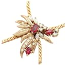 Stylish Floral Necklace with 0.77ct Melee Ruby and 0.55ct Melee Diamonds, in K18 Yellow Gold, for Women [Pre-Owned] in Excellent Condition - & Other Stories