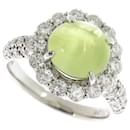 Pt900 Platinum Ring with 4.07ct Cat's Eye Chrysoberyl and 1.06ct Mere Diamond, Size 11.5 in Excellent Condition - & Other Stories