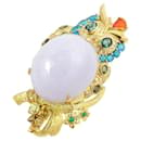 K18 Yellow Gold, Lavender Jade, Sapphire and Owl Brooch with Apaptite, Tourmaline, Opal, Emerald and Accent Diamonds for Ladies, Pre-owned in Great Condition - & Other Stories