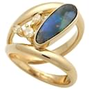 LO Petite Ring with Natural Boulder Opal and Melee Diamond in K18 Yellow Gold in Excellent Condition - & Other Stories