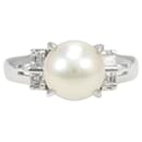 PT850 Platinum Ring Size 8.5 with Pearl Approximately 8mm and Diamond 0.19 ct, Weight Approximately 5.3g, Women's Silver Ring  in Excellent Condition - & Other Stories