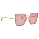 Lunettes de soleil à logo Gucci GG GG0436S Rouge Or Plastique 6114 140 En excellent état