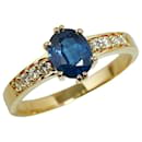 K18YG Yellow Gold Sapphire 1.11ct Diamond 0.13ct Ring in Great Condition - & Other Stories