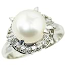 Pt900 Platinum Akoya Pearl 9.1mm Diamond 0.35ct Ring in Excellent Condition - & Other Stories