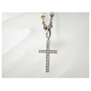 Silver/Gold Cross Pendant Heart Motif Necklace in Very Good Condition - & Other Stories