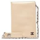 Chanel Coco Mark Card Case Beige Patent Leather in Good Condition