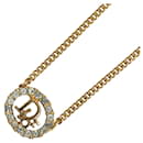 Dior Logo Rhinestone Necklace Gold Plated in Very Good Condition - & Other Stories