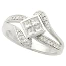 K18 White Gold Ring with 0.56ct Melee Diamond, Simple Square Design, Size 14, No Brand, Women's in Excellent Condition - & Other Stories