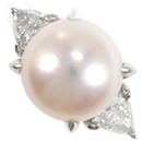 PT900 Platinum Ring with 9mm Pearl and 0.300ct Diamond in Excellent Condition - & Other Stories