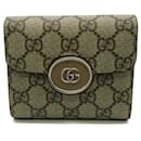 Portafoglio Trifold Gucci GG Supreme in tela, portafoglio corto 76019792TIG9770 in ottime condizioni