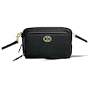 Bolsa de ombro Dior Caro Double Pouch de couro S7431UBAE em ótimo estado