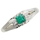 Pt850 Platinum Emerald Diamond Ring in Excellent Condition - & Other Stories