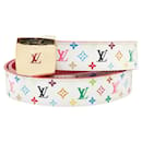 Cuir PVC Louis Vuitton 80/32 Ceinture Sanchure Carré M9682 en très bon état général