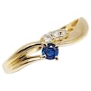 K18YG Yellow Gold Sapphire Diamond Ring 6.5 in Great Condition - & Other Stories