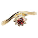 K18YG Yellow Gold Garnet Diamond 0.07ct Ring in Excellent Condition - & Other Stories