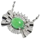 Jade Necklace with Platinum Pt850, Pt900, Jadeite 3.03ct, and Diamond 0.63ct Ladies Silver Necklace in Excellent Condition - & Other Stories