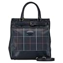 Burberry Check 2WAY Handbag Shoulder Bag Navy PVC Leather in Good Condition