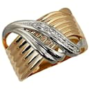 K18YG Yellow Gold Pt900 Platinum Diamond Wave Ring 9.5 in Excellent Condition - & Other Stories