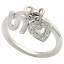 Folli Follie K18WG Ring with Small Diamond (0.05ct), Women's Size 9 - Silver Ladies Accessory with Heart Initial "S" in Excellent Condition - & Other Stories