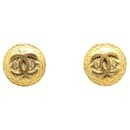 Boucles d'oreilles vintage Chanel Coco Mark plaquées or en très bon état