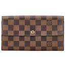 Portefeuille Long Damier Louis Vuitton N61724 en PVC Marron en Très Bon État