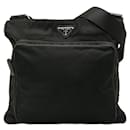 Prada Nylon Triangle Logo Plate Shoulder Bag Black in Good Condition