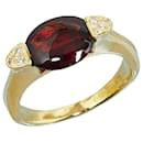 K18YG Yellow Gold Garnet 2.60ct Diamond 0.05ct Ring in Great Condition - & Other Stories