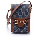 Gucci GG Denim Horsebit 1955 Mini Bag Denim Schultertasche 625615 in gutem Zustand