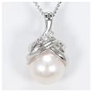 PT900 Platinum PT850 Necklace Pearl Diamond 0.04ct in Excellent Condition - & Other Stories