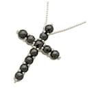 1.30ct Melee Black Diamond Cross Necklace in K10 White Gold  in Excellent Condition - & Other Stories